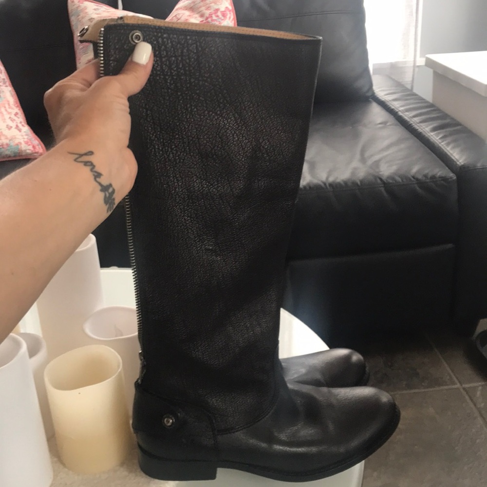 Frye Mellissa back zip boots with button closures